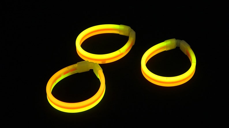 Triple Thick Tricolor Red Orange Yellow Ultra Bright Glow Bracelets Kids Safe Fun Light Up Neon Glows in The Dark Bulk Party Supply 30ct image 2