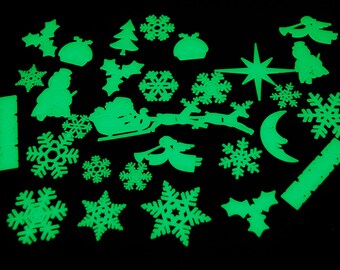30 Piece Glow in the Dark Christmas Wall Ceiling Decor Shapes