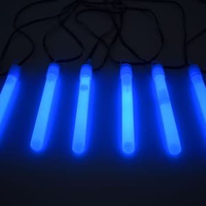 DirectGlow 4 inch Blue Glow Sticks with Lanyards Bright Neon Glow Party Supply Birthday Holiday 10-12 Hour Glow