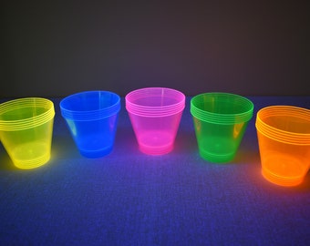 DirectGlow 9oz Neon MultiColor Blacklight Reactive Hard Plastic Glow Party Cups