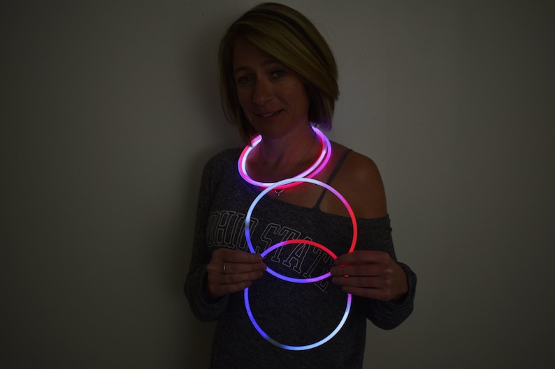 DirectGlow 22 inch TriColor Red White Blue Glow Stick Necklaces Glow Party Favors Kids Bulk Birthday Neon Decor Preattached Connectors
