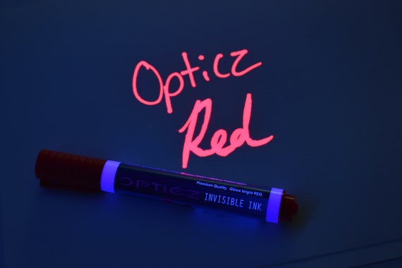 Opticz UV Blacklight Reactive Large Tip Invisible Ink Marker, Red 