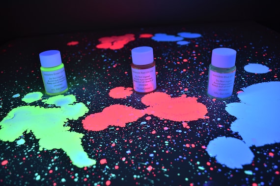 Glow in the Dark Paint UV Black Light Paint Day visible FREE BLACKLIGHT  TORCH