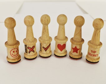 Wood Rubber Peg Stamp for Hand Stamping Ink Arts Crafts Security Admissions