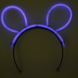 Purple Glow Stick Bunny Ears with Connectors Glow in The Dark Party Favors Neon Glow Party Supply