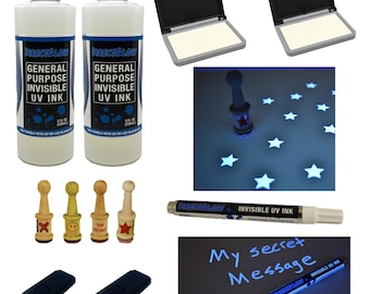 DirectGlow Black Light Invisible Blue UV Ink Security Kit for Secret Marking Hand Stamping Ultraviolet Detection (Executive Kit)