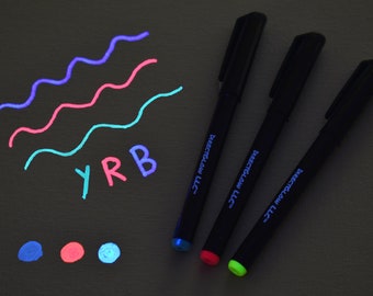 DirectGlow Invisible UV Blacklight Ink Marker Pen Blue Red Yellow Secret Messages Security Escape Room Glow  Party