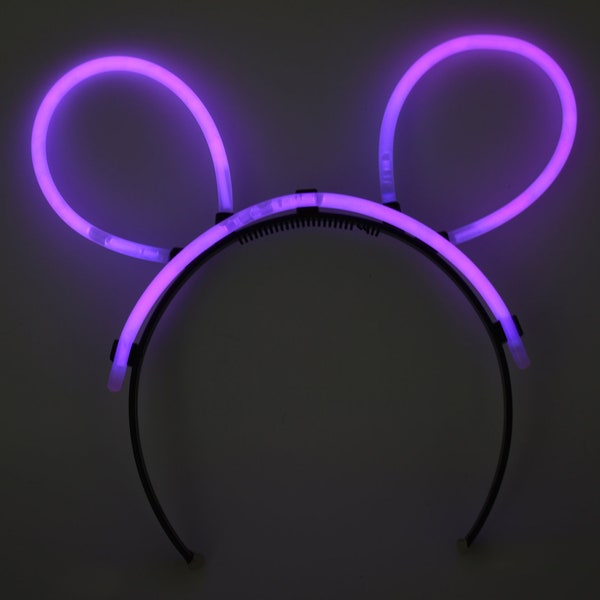Pink Glow Stick Bunny Ears with Connectors Glow in The Dark Party Favors Neon Glow Party Supply