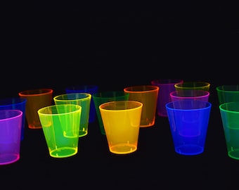 DirectGlow 2oz Neon Assorted UV Blacklight Reactive Glow Party Shot Glasses