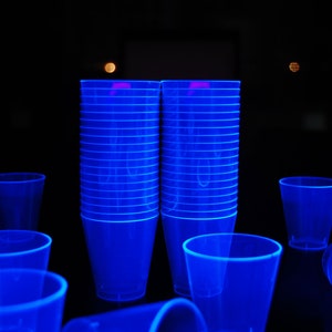 DirectGlow 2oz Neon Blue UV Blacklight Reactive Glow Party Shot Glasses