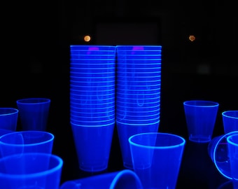 DirectGlow 2oz Neon Blue UV Blacklight Reactive Glow Party Shot Glasses