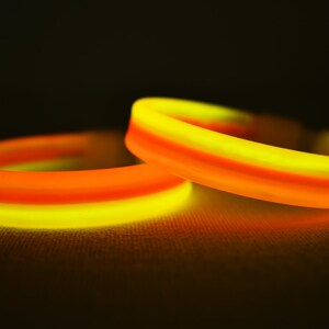 Triple Thick Tricolor Red Orange Yellow Ultra Bright Glow Bracelets Kids Safe Fun Light Up Neon Glows in The Dark Bulk Party Supply 30ct image 4