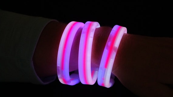 Triple Thick Tricolor Red White Blue Ultra Bright Glow Bracelets