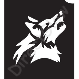 Wolf Howling Face and Body Paint Art Glitter Makeup Reusable Tattoo Stencil- 5 Pack