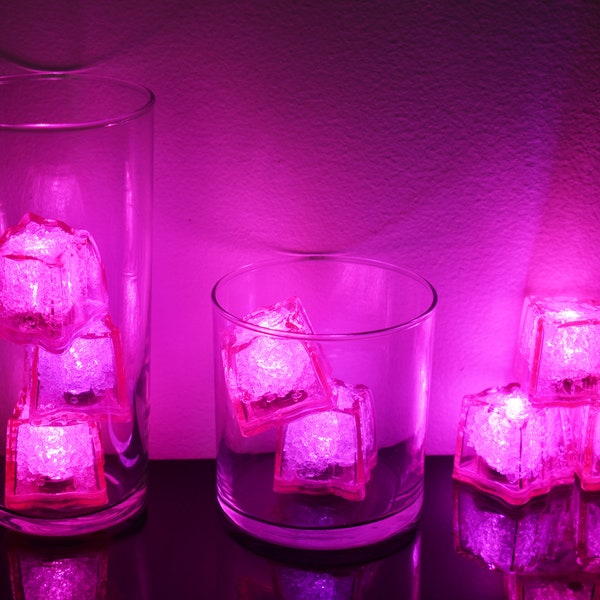Litecubes 3 Mode Jewel Color Tinted Pink Light up Flashing LED Ice Cubes Party Favors