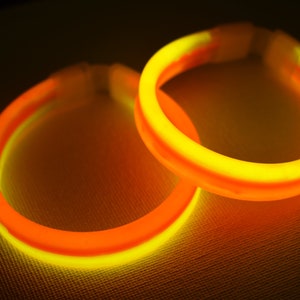 Triple Thick Tricolor Red Orange Yellow Ultra Bright Glow Bracelets Kids Safe Fun Light Up Neon Glows in The Dark Bulk Party Supply 30ct image 3