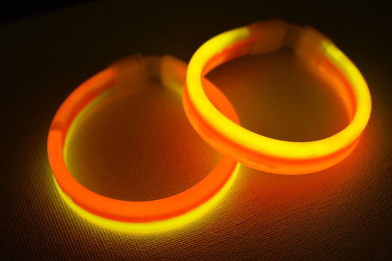 Triple Thick Tricolor Red Orange Yellow Ultra Bright Glow Bracelets Kids Safe Fun Light Up Neon Glows in The Dark Bulk Party Supply 30ct image 3