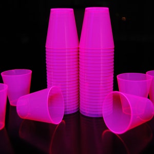 DirectGlow 2oz Neon Pink UV Blacklight Reactive Glow Party Shot Glasses