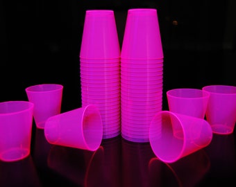 DirectGlow 2oz Neon Pink UV Blacklight Reactive Glow Party Shot Glasses