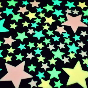 DirectGlow 100pc Multicolor Glow in the Dark Cosmic Stars Wall Ceiling Decor