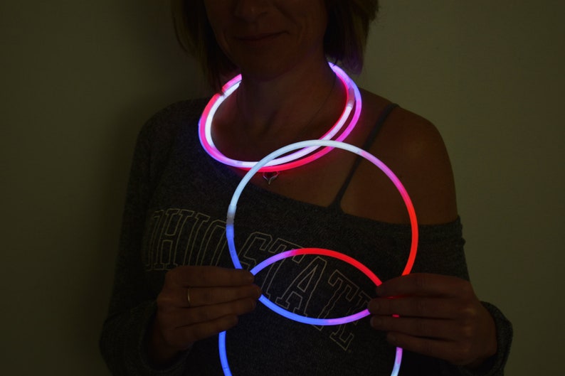 DirectGlow 22 inch TriColor Red White Blue Glow Stick Necklaces Glow Party Favors Kids Bulk Birthday Neon Decor Preattached Connectors