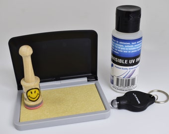 DirectGlow Black Light Invisible Blue UV Ink Security Kit for Secret Marking Hand Stamping Ultraviolet Detection (Basic Kit)