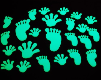 24 Piece Glow in The Dark Hands and Feet Kids Wall Ceiling Decor