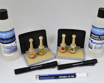 DirectGlow Black Light Invisible Blue UV Ink Security Kit for Secret Marking Hand Stamping Ultraviolet Detection (Executive Kit)