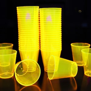 DirectGlow 2oz Neon Yellow UV Blacklight Reactive Glow Party Shot Glasses