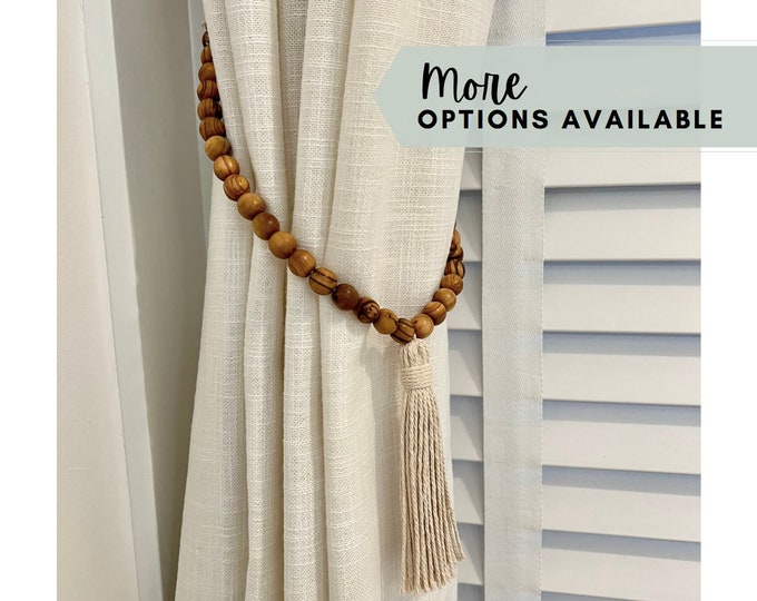 Olive Wood Curtain Tie Back Curtain Holdback With Tassel Curtain