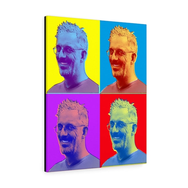 Personalized: POP ART Style -Andy Warhol Four Panel Portrait | Custom Canvas Gallery Wrap | Custom Portrait | Your Photo to Silkscreen Look