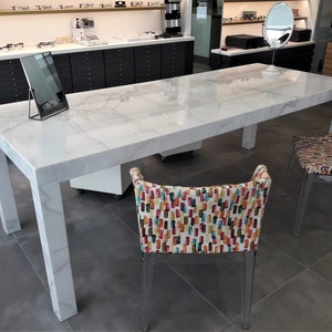 White marble dining table