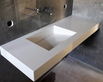 Modern quartz countertop with basin