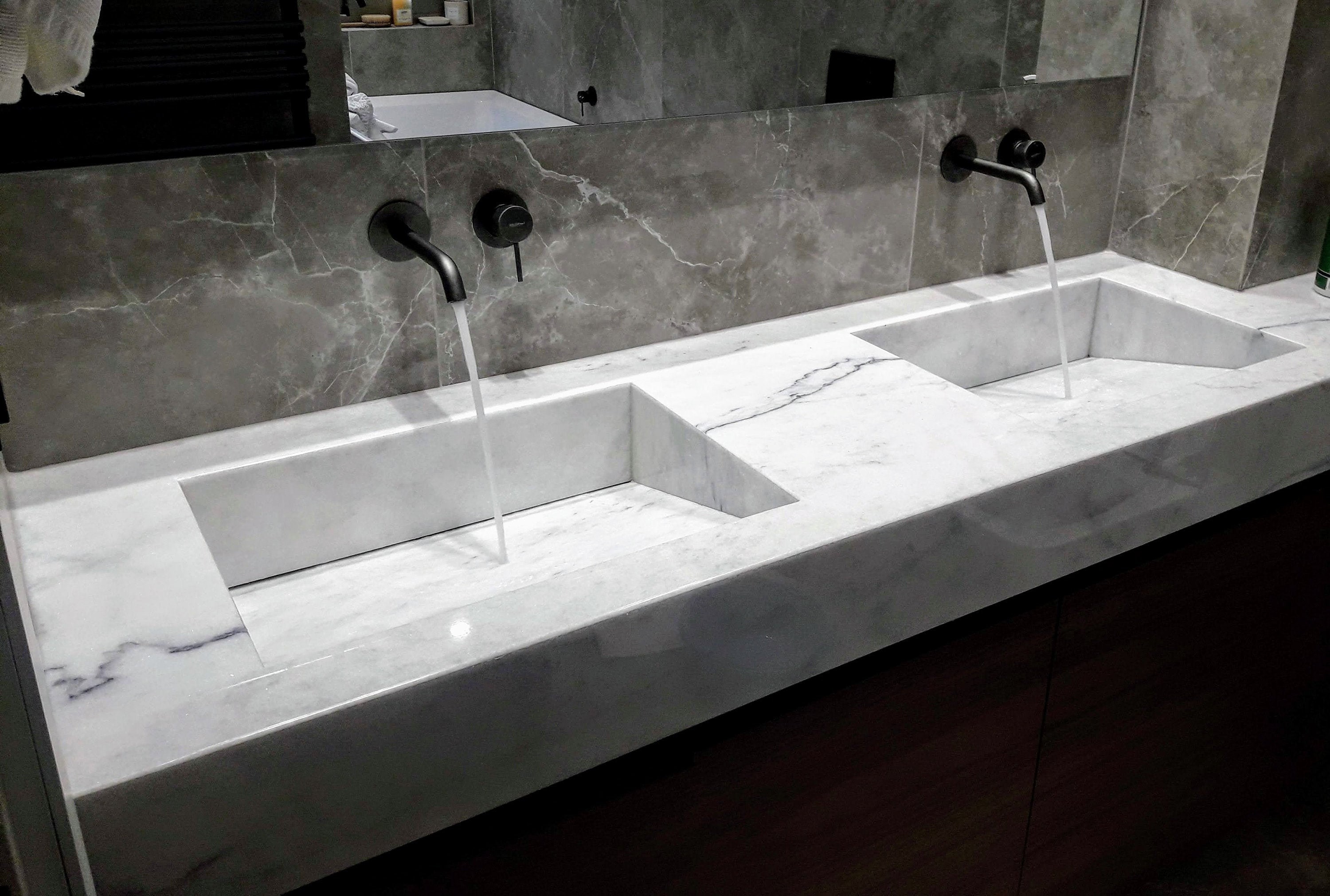 double marble kitchen sink