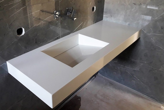 Modern quartz countertop with basin