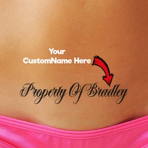 5 Personalised Adult Temporary tattoos. Tramp Stamps, Hot Wife, Owned, Fetish Tattoo, Sexy Tattoo. 8 Designs available or CustomText
