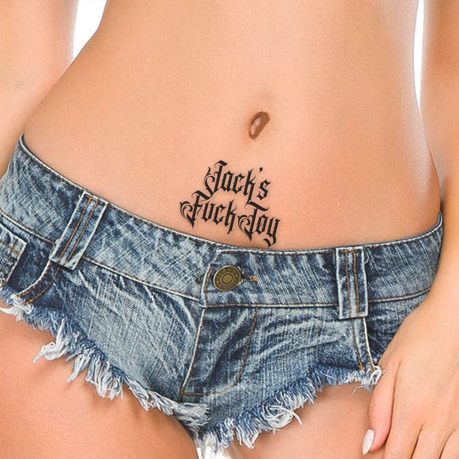 4x Personalised Adult Temporary Tattoos Tramp Stamps Owned image photo