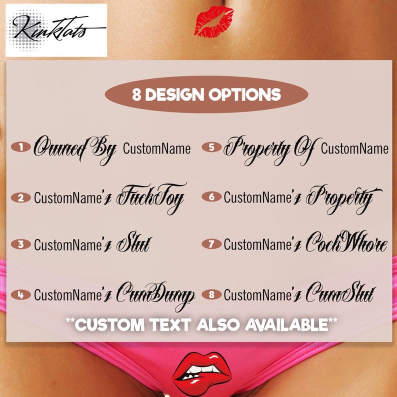 5 Personalised Adult Temporary Tattoos. Tramp Stamps Hot Etsy