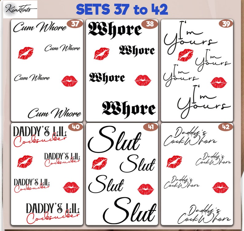 Sets Of Kinky Adult Temporary Tattoos Tramp Stamps Fetish Etsy