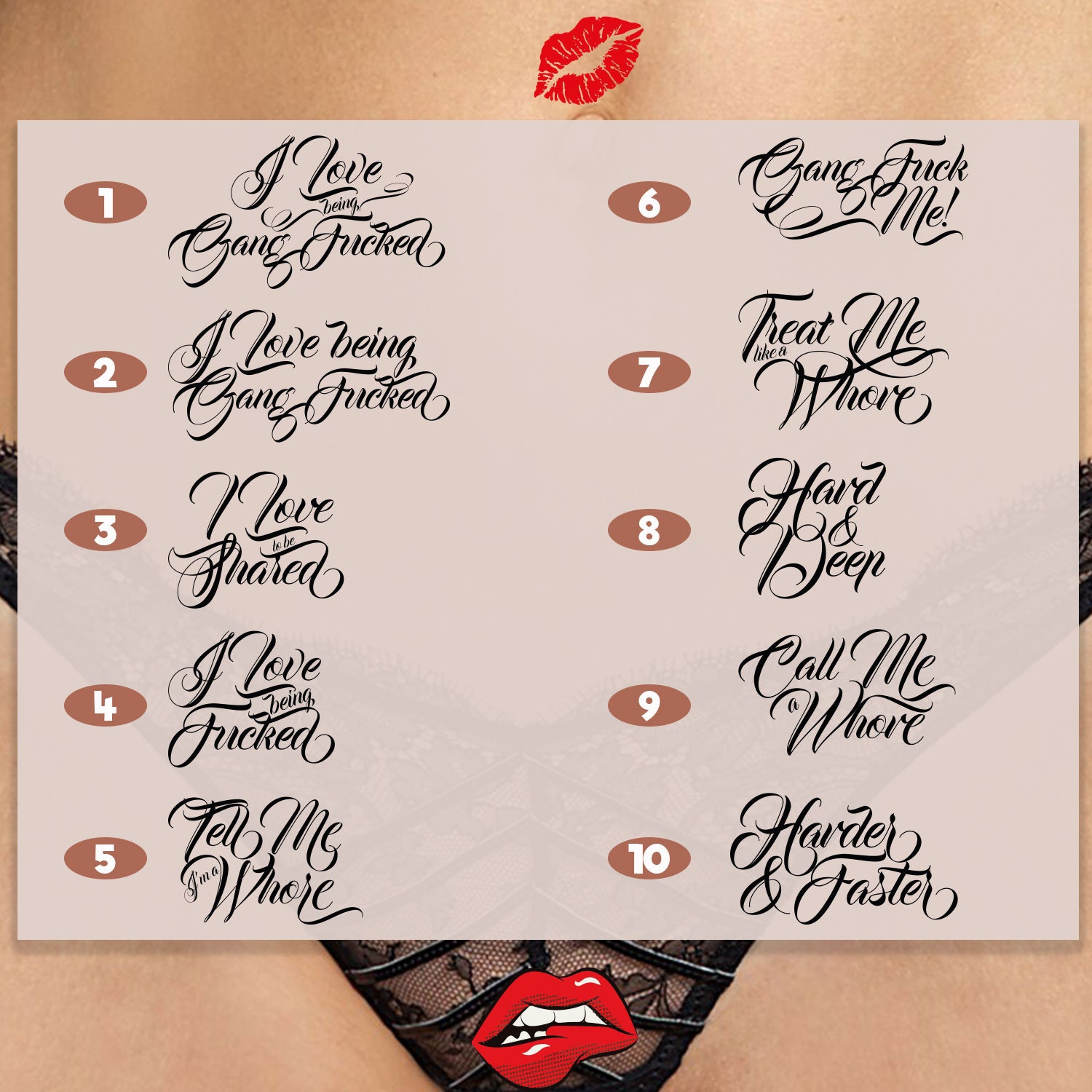 3x Highest Quality Sexy Adult Temporary Tattoos Tramp Stamps Etsy 