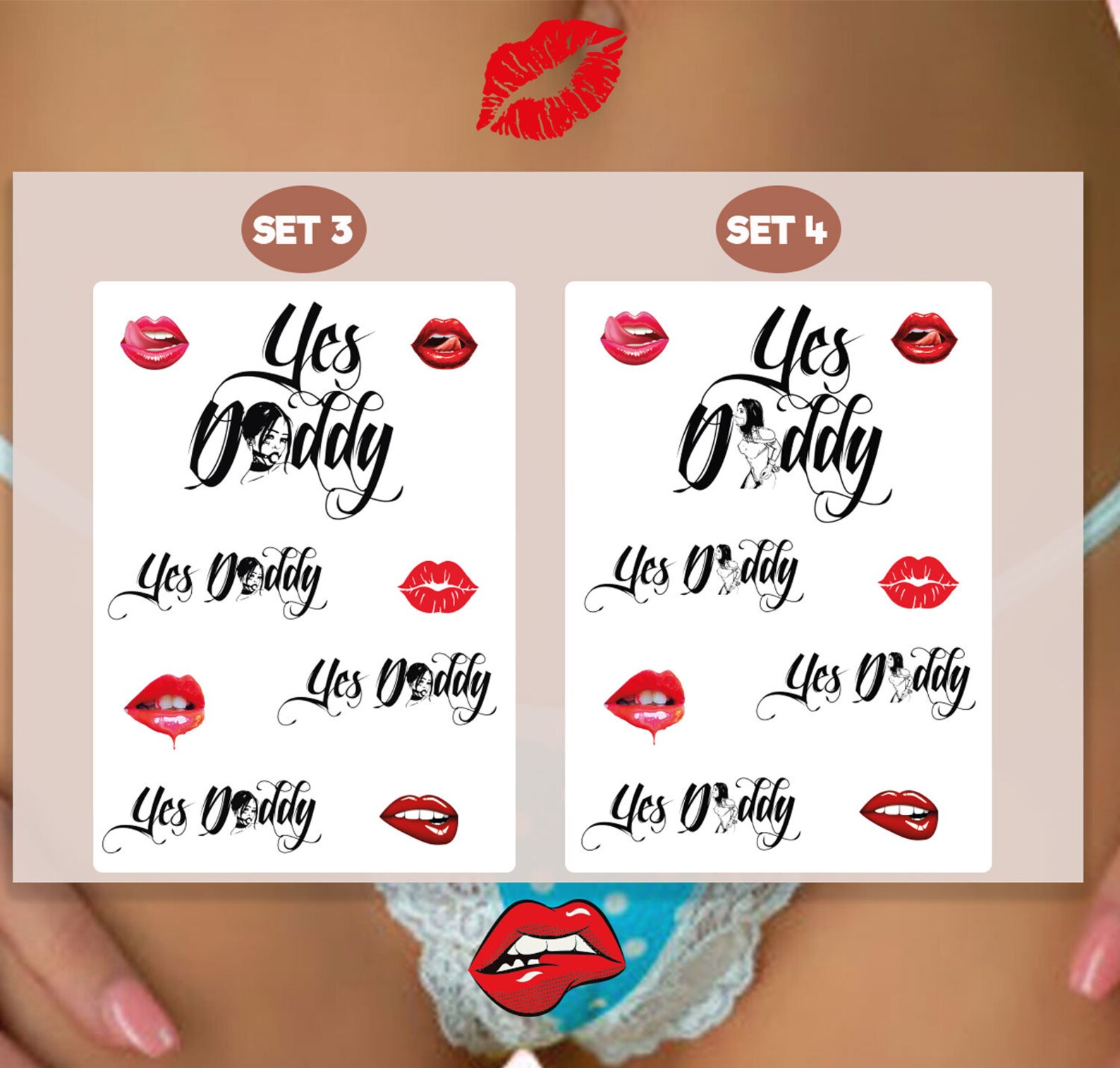 Sets of Adult 'Yes Daddy' Temporary tattoos Tramp Etsy