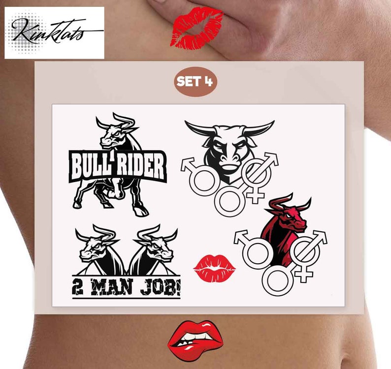 4 Hotwifebwc Bull Temporary Tattoos Alpha Bull Cuckold Etsy Uk 