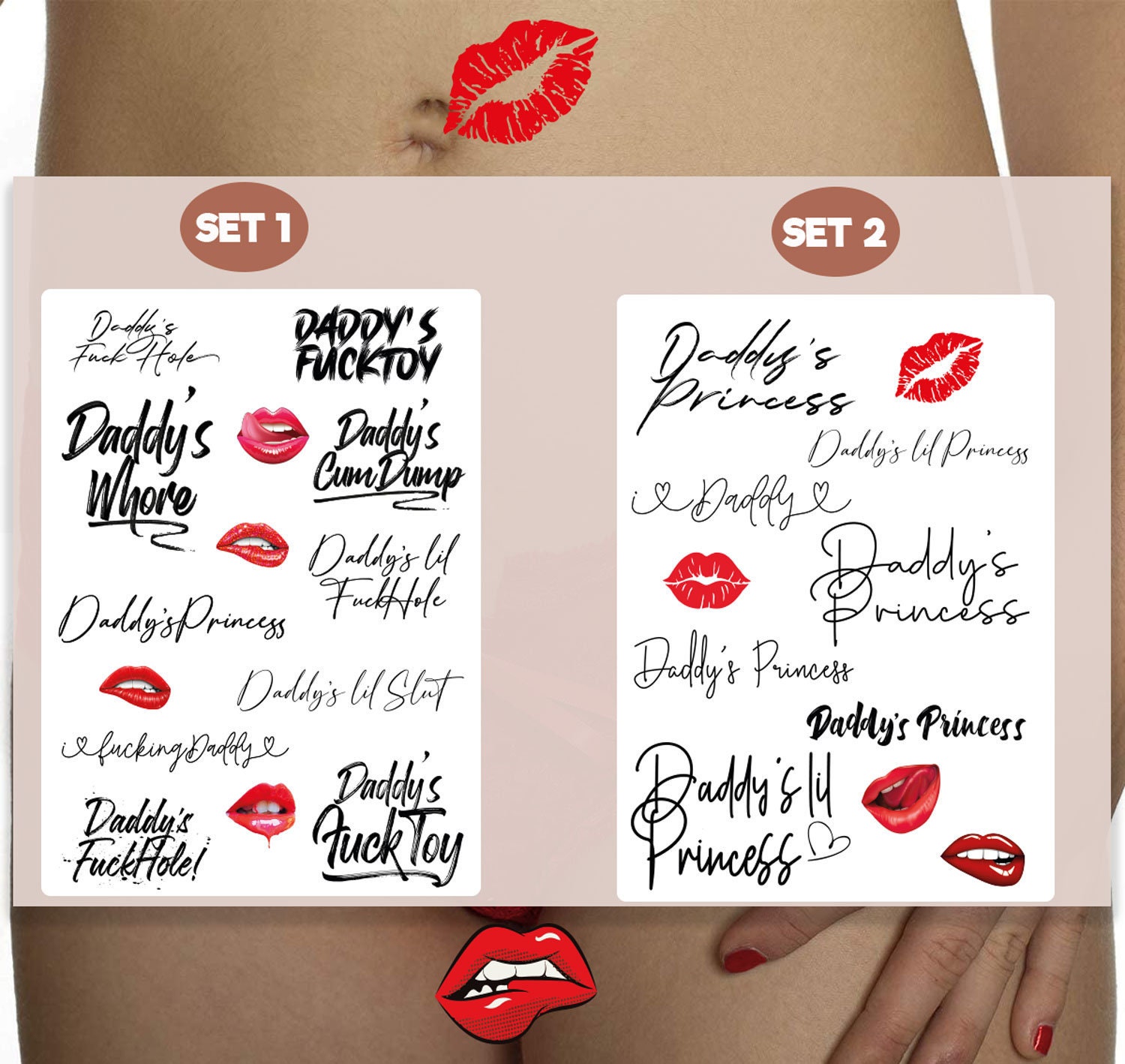 Sets Of Daddy Adult Temporary Tattoos Tramp Stamps Etsy 