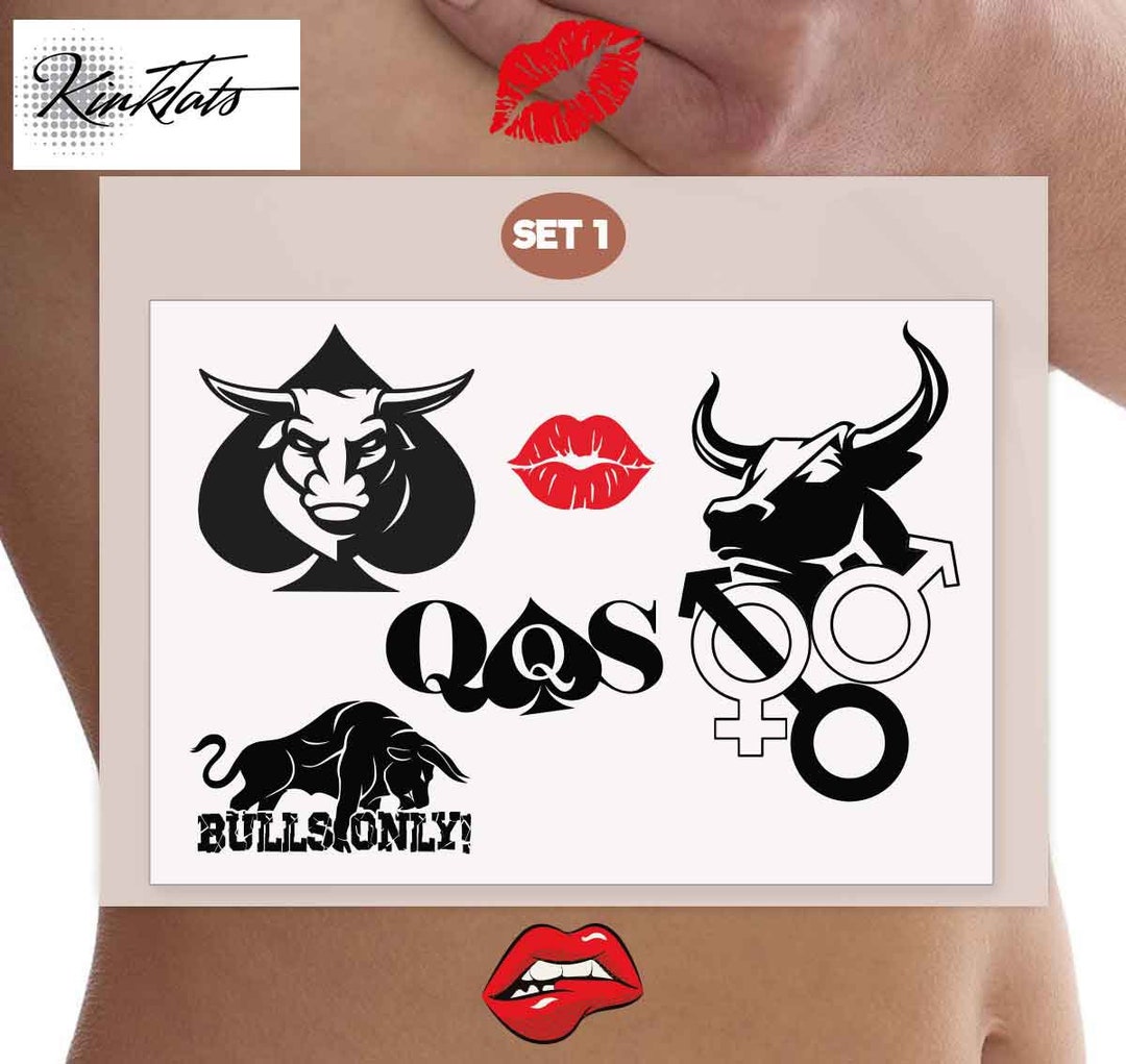 4 Hotwife Qos BULL Temporary Tattoos Alpha Bull picture