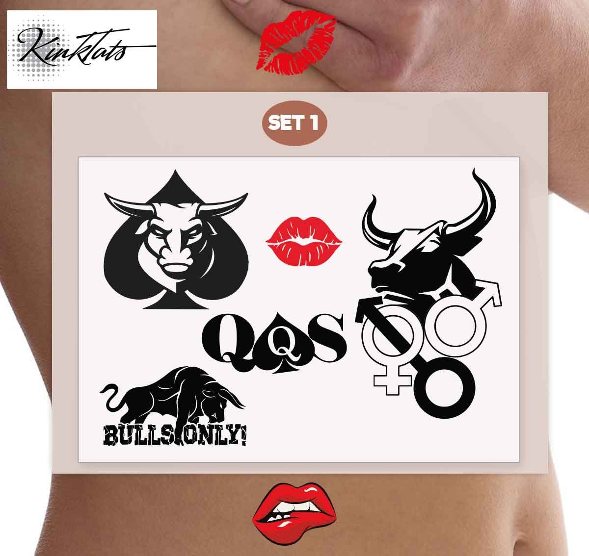 4 Hotwife Qos Bull Temporäre Tattoos Stellvertretend Für Etsy De