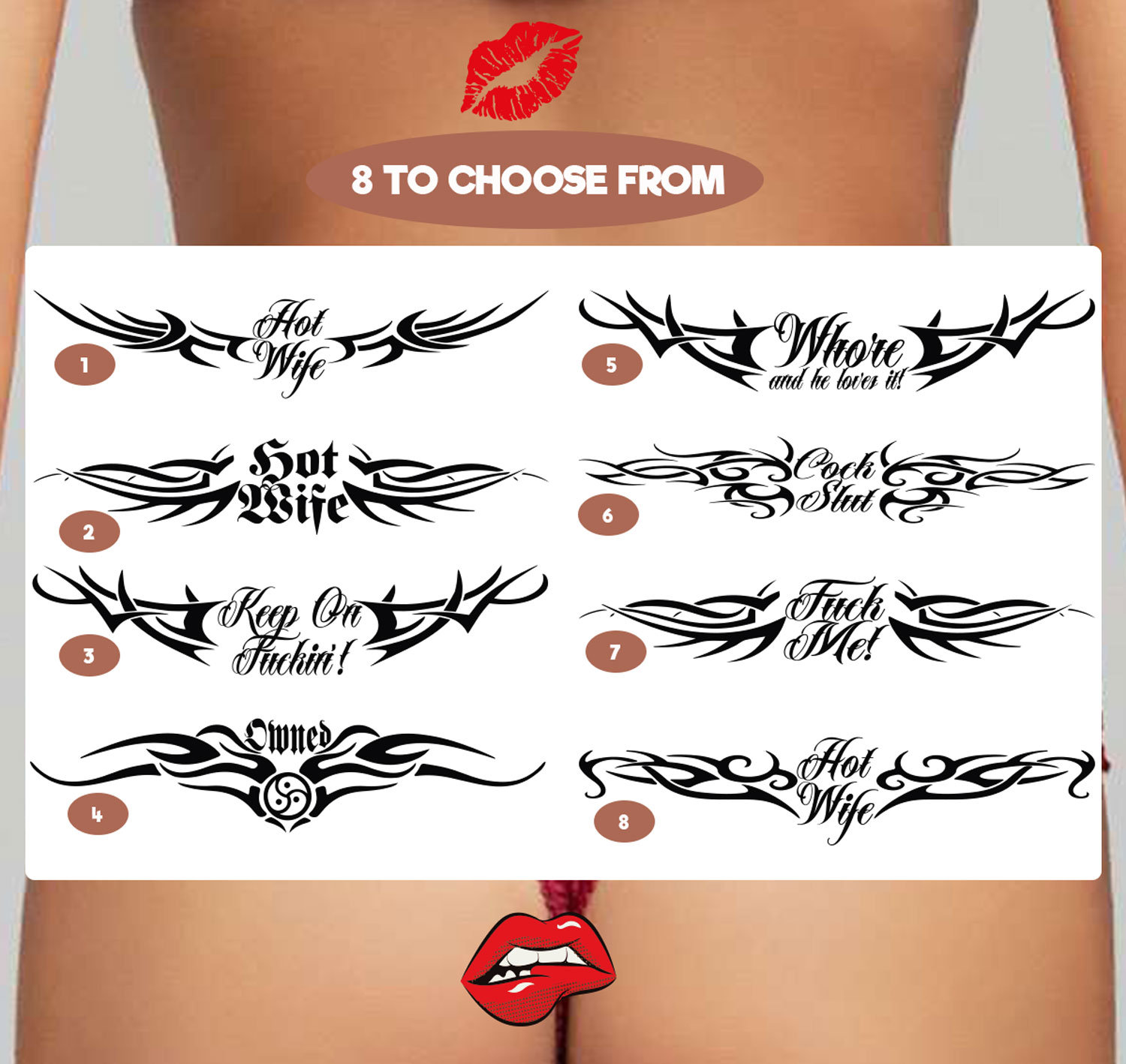 3x Adult Lower Back Temporary Tattoos Tramp Stamps Bdsm Etsy Ireland 