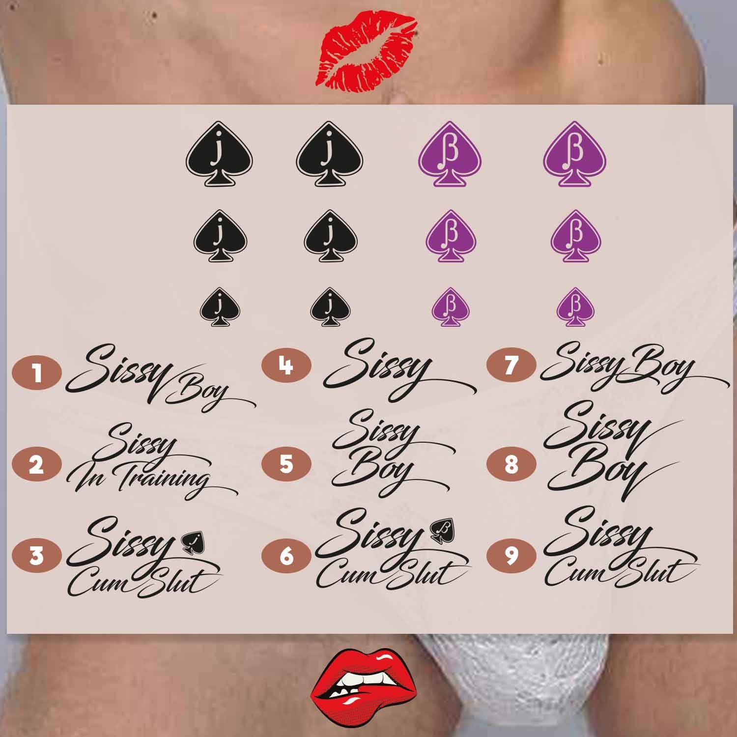 3x Sissy Temporary Tattoos Tramp Stamps Sissy Sissy Tattoo Etsy Singapore 