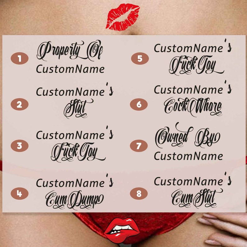 5x Personalised Adult Temporary Tattoos Tramp Stamps Ddlg Etsy 