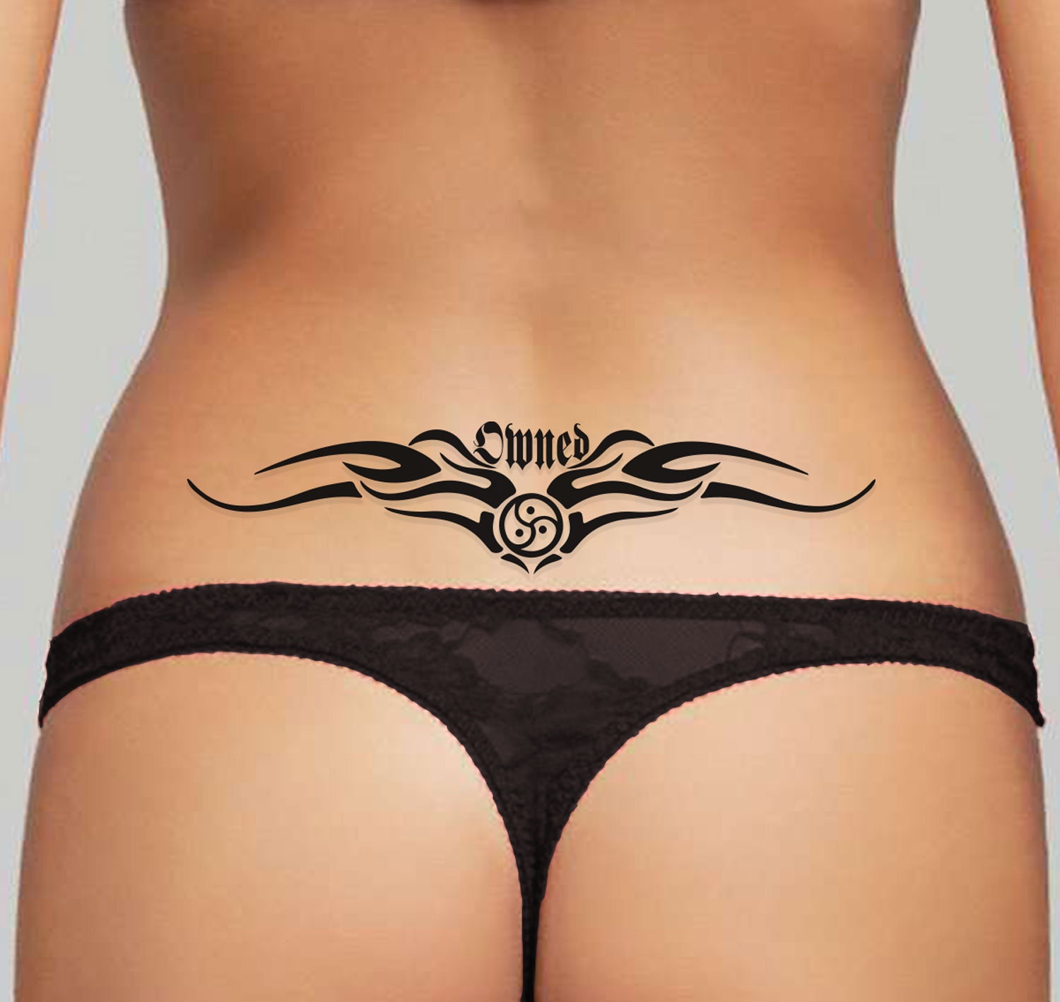 3x Adult Lower Back Temporary Tattoos Tramp Stamps BDSM
