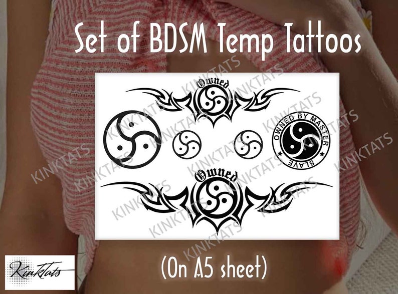 Set Of Bdsm Adult Temporary Tattoos Tramp Stamps Ddlg Etsy 